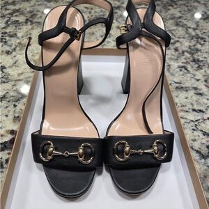 Gucci Horsebit Black Women's Heeled Sandals